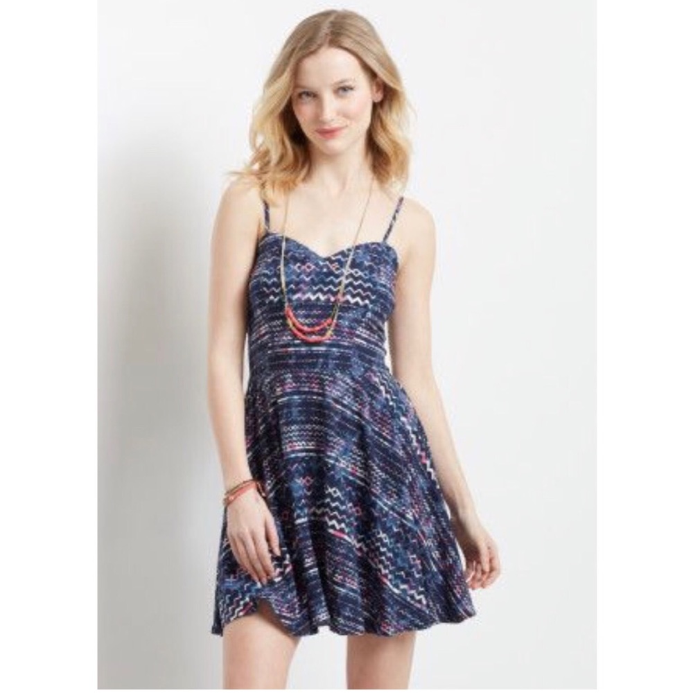 Navy Blue Fit and Flare Skater Dress XS